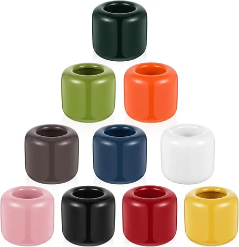 Vista 10 de Suclain 10 Pcs 0.7 Inch Chime Candle Holder Small Candle Holders Ceramic Holder for Rituals, Spells, Vigil, Altar, Witchcraft, Wiccan Supplies