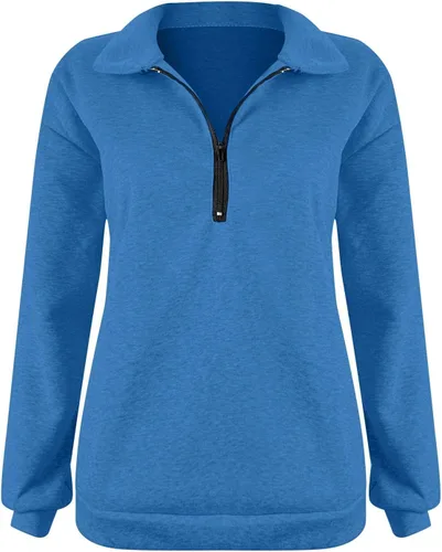 Vista 4 de Sudaderas con capucha para mujer, con media cremallera, de vellón, con cremallera de un cuarto, trajes de otoño, sudaderas con capucha