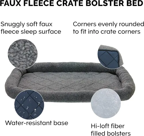Vista 4 de Furhaven Cama para Perros para Perros Grandes/Medianos, 100% Lavable, Dimensionada para Adaptarse a Jaulas - Almohadilla de Jaula con Borde de Forro