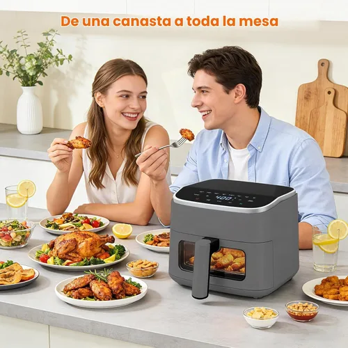 Vista 4 de Freidora de aire de 4 cuartos de galón, freidora de aire compacta con luz interior y ventana de fácil visión, 8 ajustes preestablecidos de cocción
