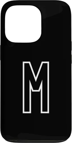 Vista 10 de Funda con monograma inicial favorita para iPhone 13 Pro Max Letra M, color blanco y negro