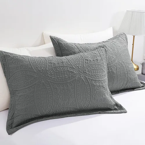 Vista 4 de HOMBYS Juego de 2 fundas de almohada acolchadas de tamaño estándar, estilo moderno con patrón de monedas, cierre de sobre, duraderas, suaves