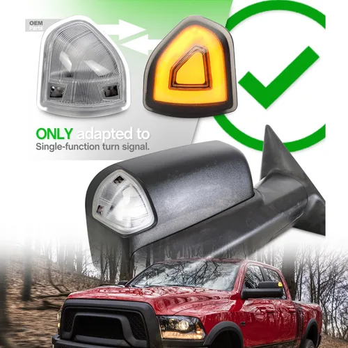 Vista 5 de Espejo lateral LED luces intermitentes para Dodge Ram 2010-2018 1500 2500 3500 Pickup ámbar Led espejo de remolque intermitente lámpara izquierda