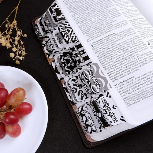 Vista 9 de Divisores de Biblia laminados con impresión grande para la Biblia Antiguo y Nuevo Testamento en blanco y negro