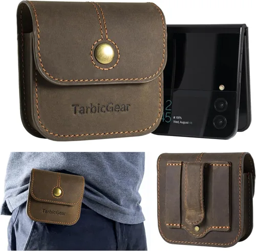 Vista 8 de Funda para teléfono con tapa para Motorola Razr, Samsung Z Flip 5/4/3 Series, funda de cuero negro con clip para cinturón con tarjetero y cierre