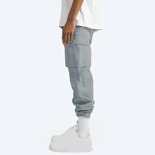 Vista 9 de Pantalones de carga para hombre, pantalones tácticos de senderismo, pantalones holgados de entrenamiento de pierna ancha, elásticos, pantalones