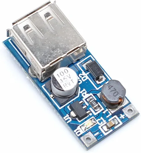 Vista 2 de Convertidor de impulso DC-DC de 5 piezas, 0.9 V-5 V a 5 V, módulo de salida USB, placa de fuente de alimentación de 600 mA, control PFM
