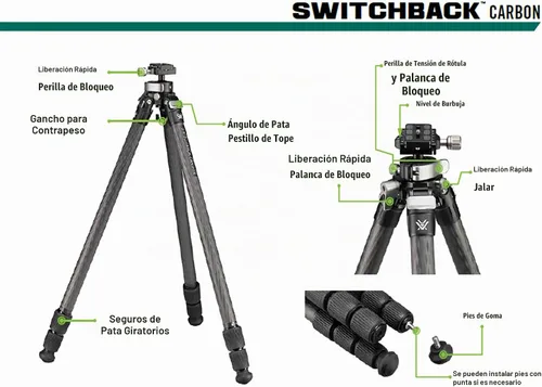 Vista 5 de Vortex Kit de trípode de carbono Switchback