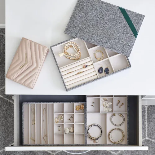 Vista 5 de Household Essentials Organizador de joyas de grafito con tapa extraíble