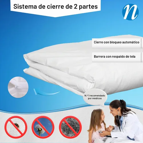 Vista 2 de Allersoft, protector de edredón para control de alergias y ácaros, 100% algodón, Algodón, Blanco, gemelo