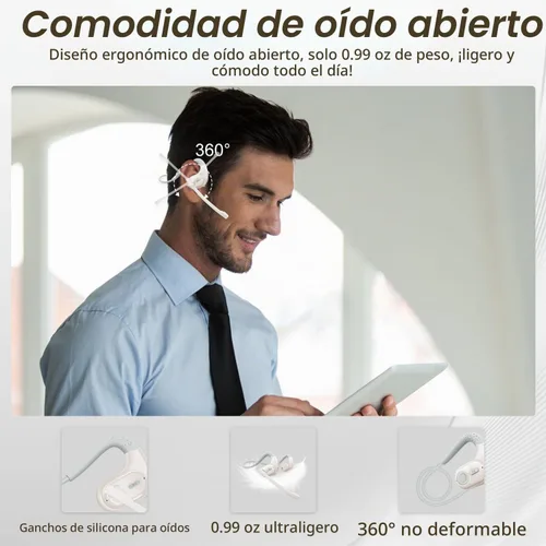 Vista 2 de BANIGIPA Auriculares Bluetooth con micrófono extraíble, auriculares inalámbricos con cancelación de ruido DSP para teléfonos, laptop, computadora