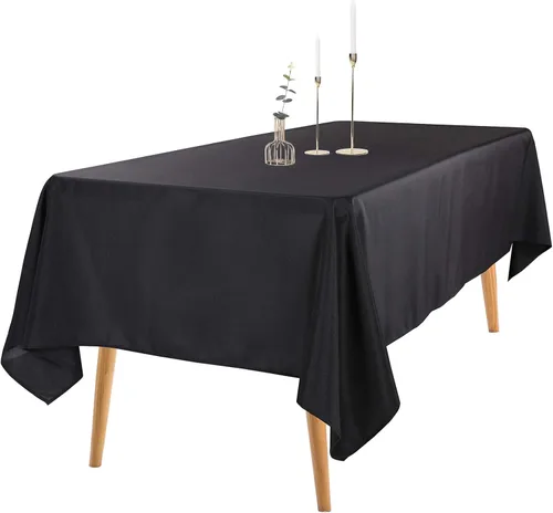 Vista 9 de Ascoza Paquete de 2 manteles cuadrados negros de tela de poliéster de 52 x 52 pulgadas para bodas, banquetes, restaurantes y fiestas