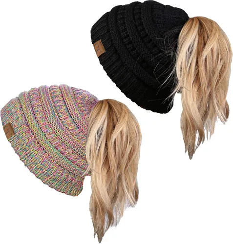 Vista 49 de Funky Junque - Gorro para mujer con ranura para cola de caballo
