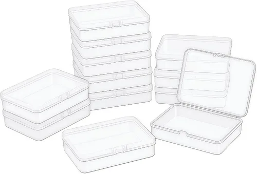 Vista 19 de LJY - 100 cajas de plástico rectangulares transparentes, 2.165 x 1.575 x
