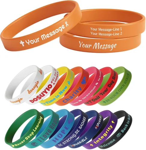 Vista 9 de Custom Rubber Bracelets – 0.5” Wide Personalized Silicone Wristbands for Parties, Awareness, Events & Celebrations