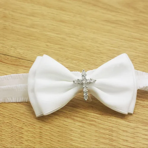 Vista 5 de Nihao Baby Conjunto de zapatos de bautismo y diadema blancos para niñas