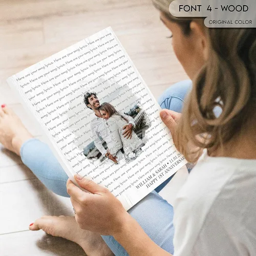 Vista 4 de SANTANNA Letras de música personalizadas, impresiones artísticas para decoración de pared (amor clásico y aniversario de canción favorita)
