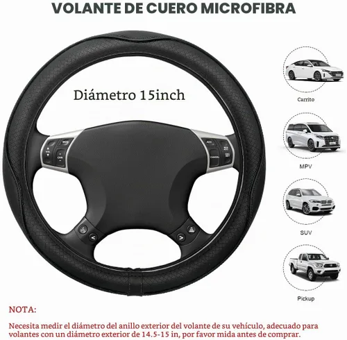 Vista 2 de Funda para volante de automóvil, 15 pulgadas, antideslizante, de cuero transpirable, protector de volante suave envolvente completo para hombres