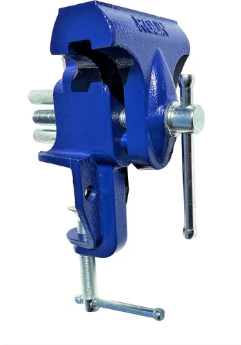 Vista 5 de Rolin Vise Abrazadera de trabajo de madera Herramientas ligeras de 3 pulgadas Pequeño tornillo de banco de mesa de tornillo de banco azul