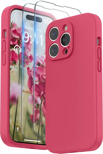 Vista 29 de SURPHY Funda diseñada para iPhone 14 Pro con protector de pantalla, (protección de cámara y forro de microfibra suave), funda de silicona líquida