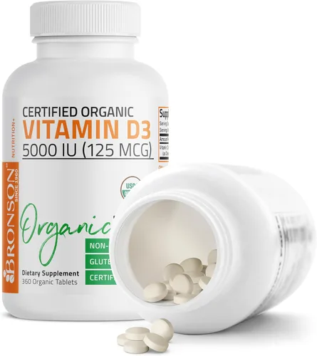 Vista 5 de Orgánico Vitamina D3 5000 IU, USDA Certificado, sin OMGs, Fabricado en Estados Unidos por Bronson laboratorios, 1