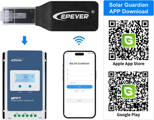 Vista 4 de EPEVER Adaptador BLE para controlador de carga MPPT, compatible con la aplicación Android/iOS 2023Nueva versión (EPEVER-BLE-RJ45-D)