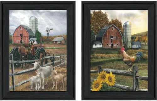 Vista 3 de Trendy Decor4U Farm Life by Ed Wargo - Arte de pared con estampado de madera, multicolor