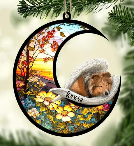 Vista 138 de Atrapasoles conmemorativo personalizado para perros, adorno navideño de Airedale Terrier, recuerdo por pérdida de mascota, regalos conmemorativos