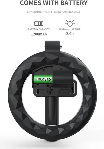 Vista 4 de BoxWave Soporte y soporte compatible con Blackview A53 Pro - RingLight SelfiePod, brazo extensible para selfie stick con anillo de luz - Negro