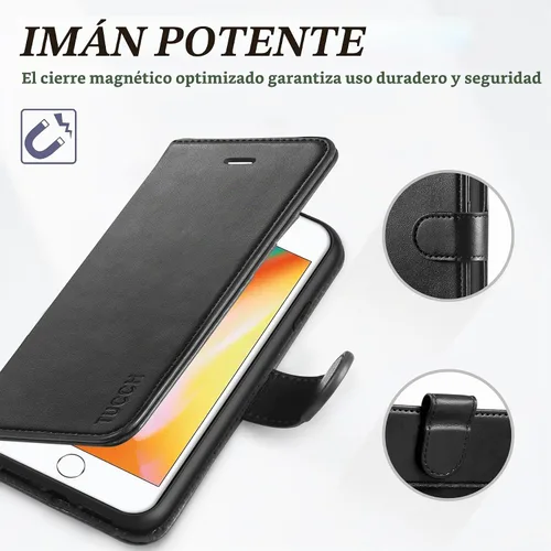 Vista 7 de TUCCH Funda tipo cartera para iPhone 8 Plus/7 Plus de 5.5", 3 tarjeteros Negro