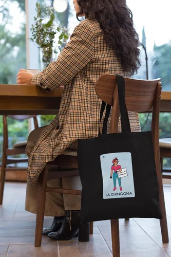 Vista 6 de La Chingona Parody Feminist Latina Canvas Tote Bag