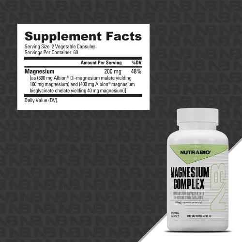 Vista 5 de NutraBio Suplemento de magnesio, glicinato de magnesio para dormir, biglicinato, malato de D-magnesio, apoyo muscular y nervioso, para hombres