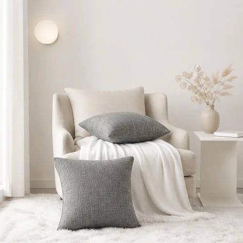Vista 6 de decorUhome Juego de 2 fundas de almohada de chenilla gris otoño de 16 x 16 pulgadas