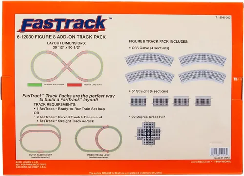 Vista 5 de Lionel FasTrack Figure-8 - Paquete de pistas complementarias, calibre O eléctrico