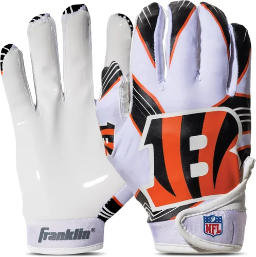 Vista 27 de Franklin Sports - Guantes de receptor de fútbol americano juvenil de la NFL, par de guantes de fútbol para niños con logotipos de equipos de la NFL