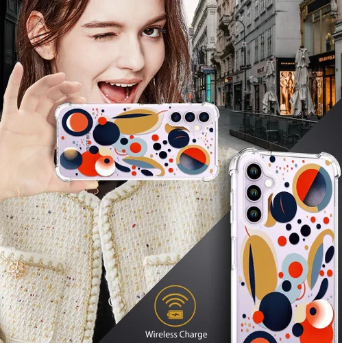 Vista 6 de Compatible con Samsung Galaxy S23 - Funda transparente para mujeres y niñas, diseño transparente (formas geométricas de arte abstracto)