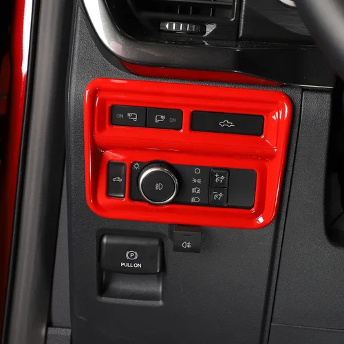 Vista 5 de Jimen Para 2021+ F150 Panel de control del panel de control del marco de la cubierta compatible con Ford F150 2021-2023 (rojo)