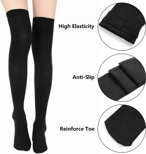 Vista 4 de Geyoga Juego de accesorios para disfraz de monja, collar con dije de cruz, calcetines hasta la rodilla hasta el muslo para fiesta de cosplay