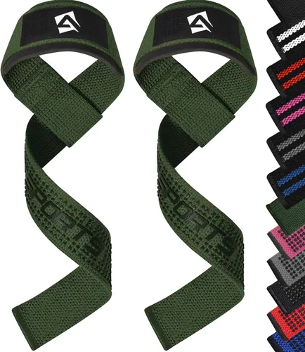 Vista 10 de AQF Weight Lifting Straps, Padded Cotton Gym Wrist Straps for Deadlifts