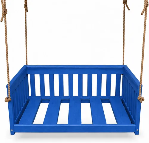 Vista 12 de Amish Made Antique Mahogany Mission Swing, Made in USA Deep Seating Mission Collection HDPE Poly Lumber Porch Swing with Rope, All-Weather Outdoor