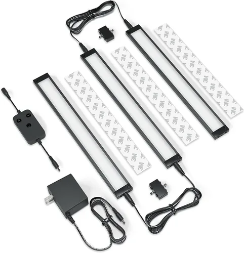 Vista 9 de EShine Paquete de 3 luces LED regulables inteligentes negras de 7 pulgadas para debajo del gabinete, compatible con Alexa, Google, blanco cálido