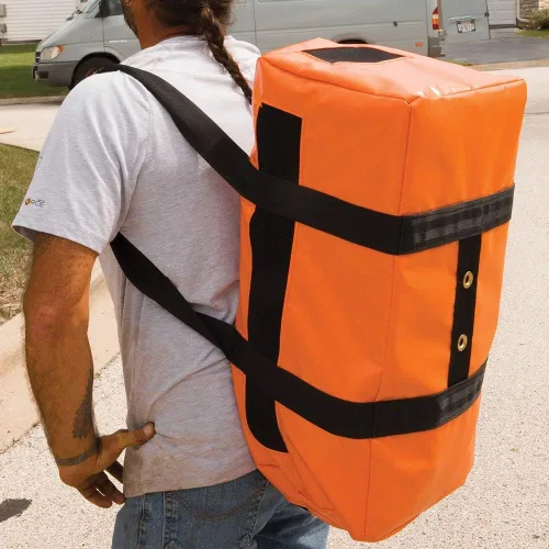 Vista 9 de Klein Tools Bolsa de lona 5216V, resistente al agua, con paneles de malla y agujeros de drenaje, se puede llevar como una mochila