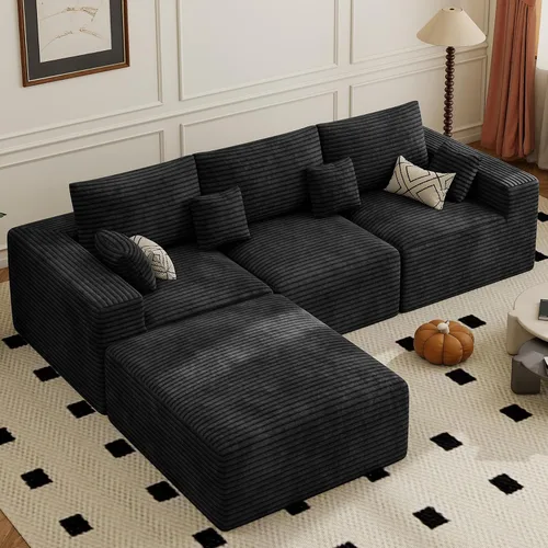 Vista 35 de Sofá modular de 146 pulgadas, sofás de nube convertibles en forma de U para sala de estar con otomana, juego de sofá de pana de 6 plazas sin hueso