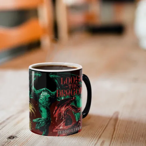 Vista 7 de Morphing Mugs House of Dragon – Loose The Dragons – Una taza de cerámica que cambia de color de 11 onzas – Imagen revelada cuando se añade líquido