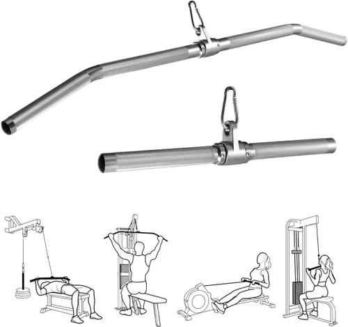 Vista 4 de Accesorio para máquina de cable, barra de tracción LAT, barra recta de tríceps de aluminio ligera, barra V, accesorios de tracción LAT, accesorios