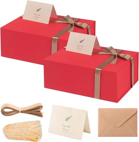 Vista 52 de LIFELUM Square Gift Box with Magnetic Lid, Card, Sticker, Ribbon, Shredded Paper Filler for Business, Wedding, Birthdays
