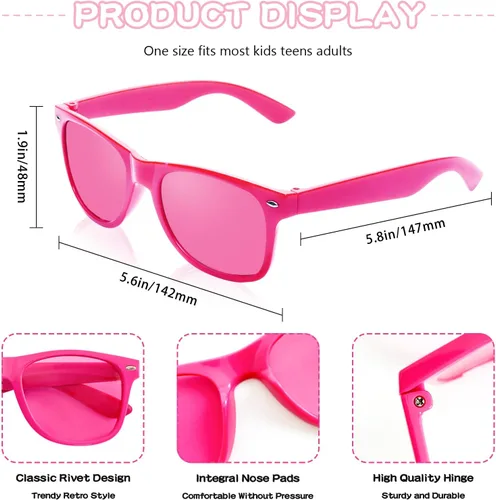 Vista 83 de Suministros para regalos de fiesta de colores neón Paquete de 8 gafas de sol unisex