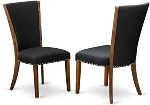Vista 13 de East West Furniture VEP2T15 Verona Parson - Juego de 2 sillas de comedor acolchadas de tela de lino azul bebé con ribete de cabeza de clavo