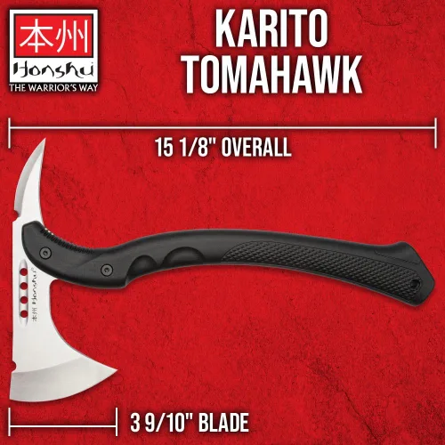 Vista 2 de Honshu Karito Tomahawk Axe Mezcla salvaje de tradición e innovación Funda de cuero prémium