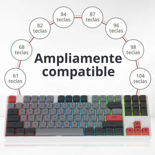 Vista 2 de Guffercty kred XDA Profile - Teclas negras minimalistas 75% Dye-sub PBT con teclas ISO para teclado mecánico MAC 60% 65% 75% 96% (muñeca negra)